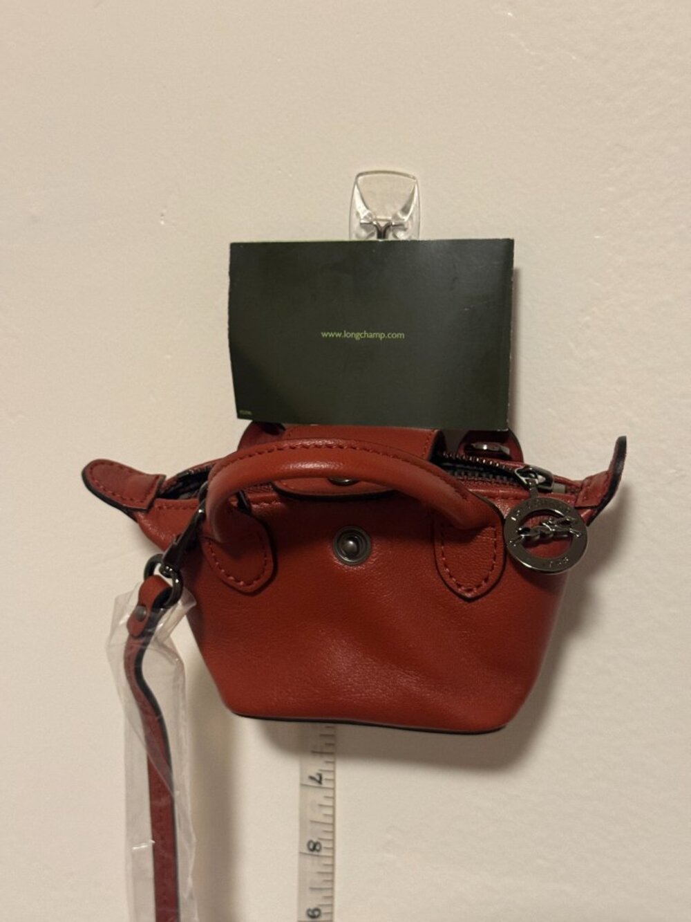 LONGCHAMP Nano Mini Le Pliage Cuir Leather Top Handle Bag CrossBody NWT - Picture 5 of 11